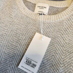 John Henric Herringbone Cashmere Sweater / GREY / MEDIUM / Brand new with tags